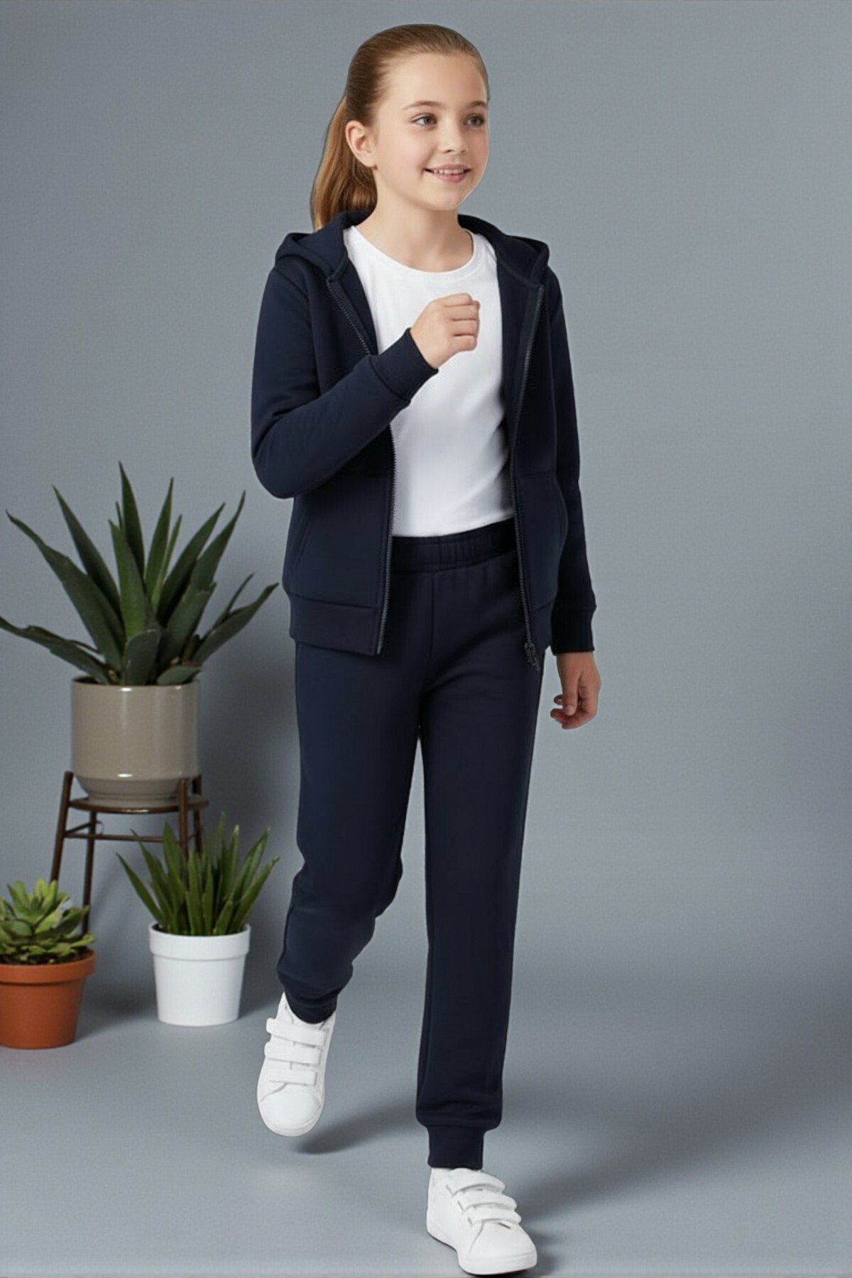 han elegant 2-Piece Girls' Top and Bottom Tracksuit Set