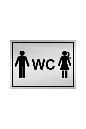 AURA CONCEPTS WC KAPI YÖNLENDİRME YAZISI GÜMÜŞ RENKLİ METAL