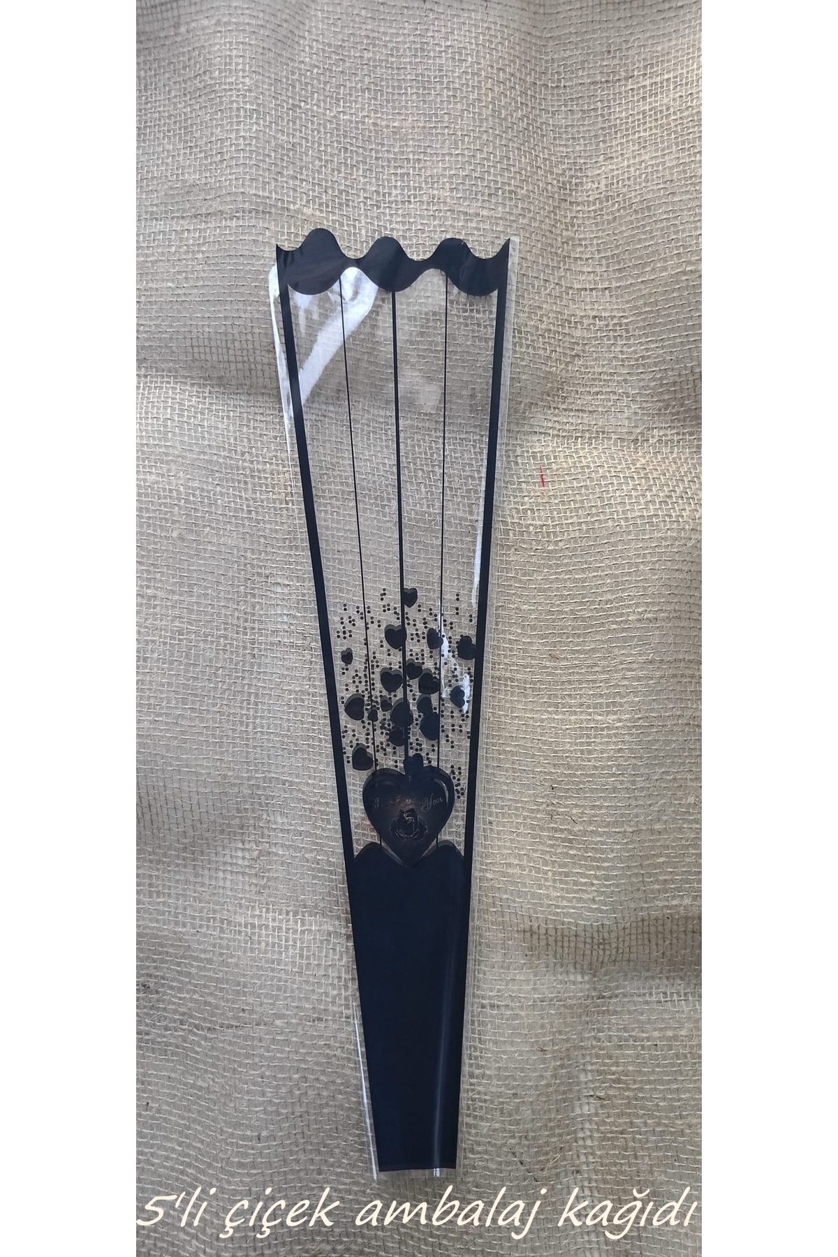 hobidaşım 5’li Siyah Tekli Gül Ambalaj Kağıdı Seti – Şık Çiçek Paketleme Kağıdı
