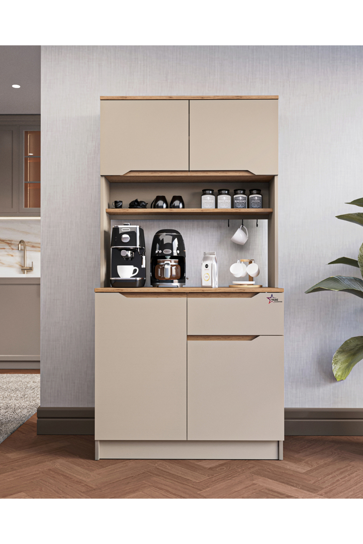 Koo。ページ Yıldız elegance Çok Amaçlı Kahve Köşesi Dolabı Kendinden Kulplu