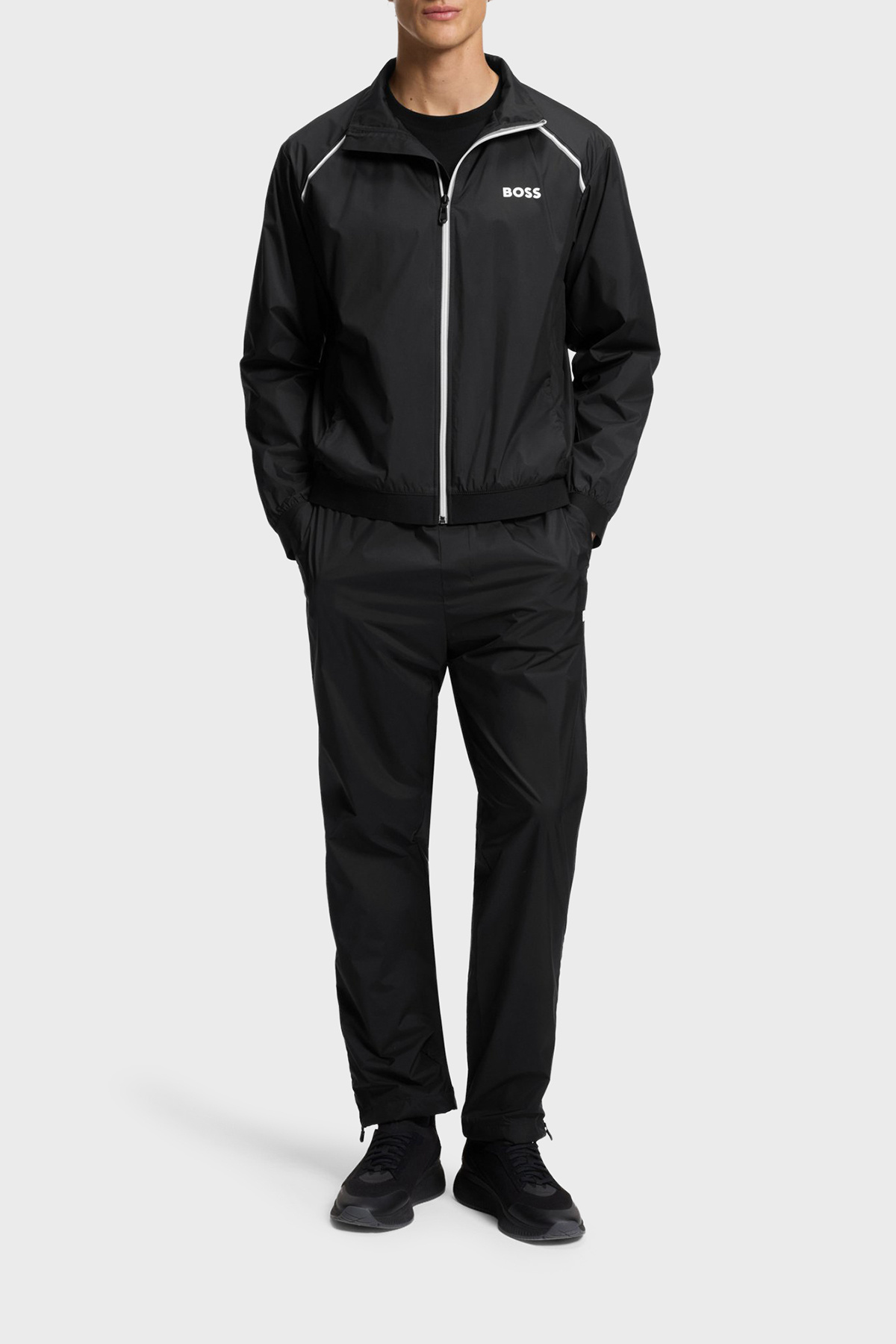 باس ست لباس ورزشی مردانه طرح معمولی زیپ‌دار ضد آب با لوگو، کد ۵۰۵۵۶۵۲۶