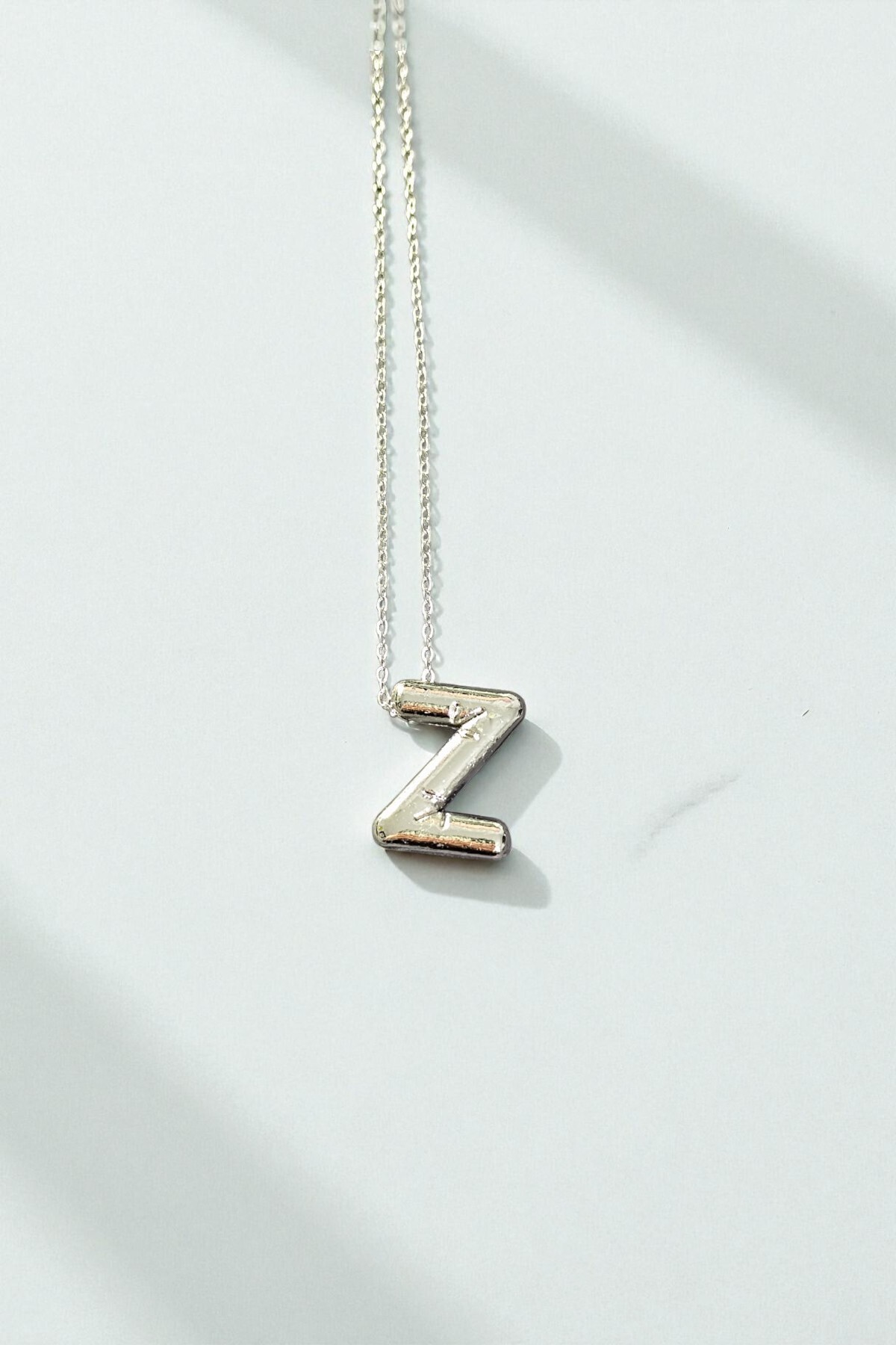 BLIZGANTIS Üç Boyutlu Gümüş Çelik Harfli Balon Kolyeler