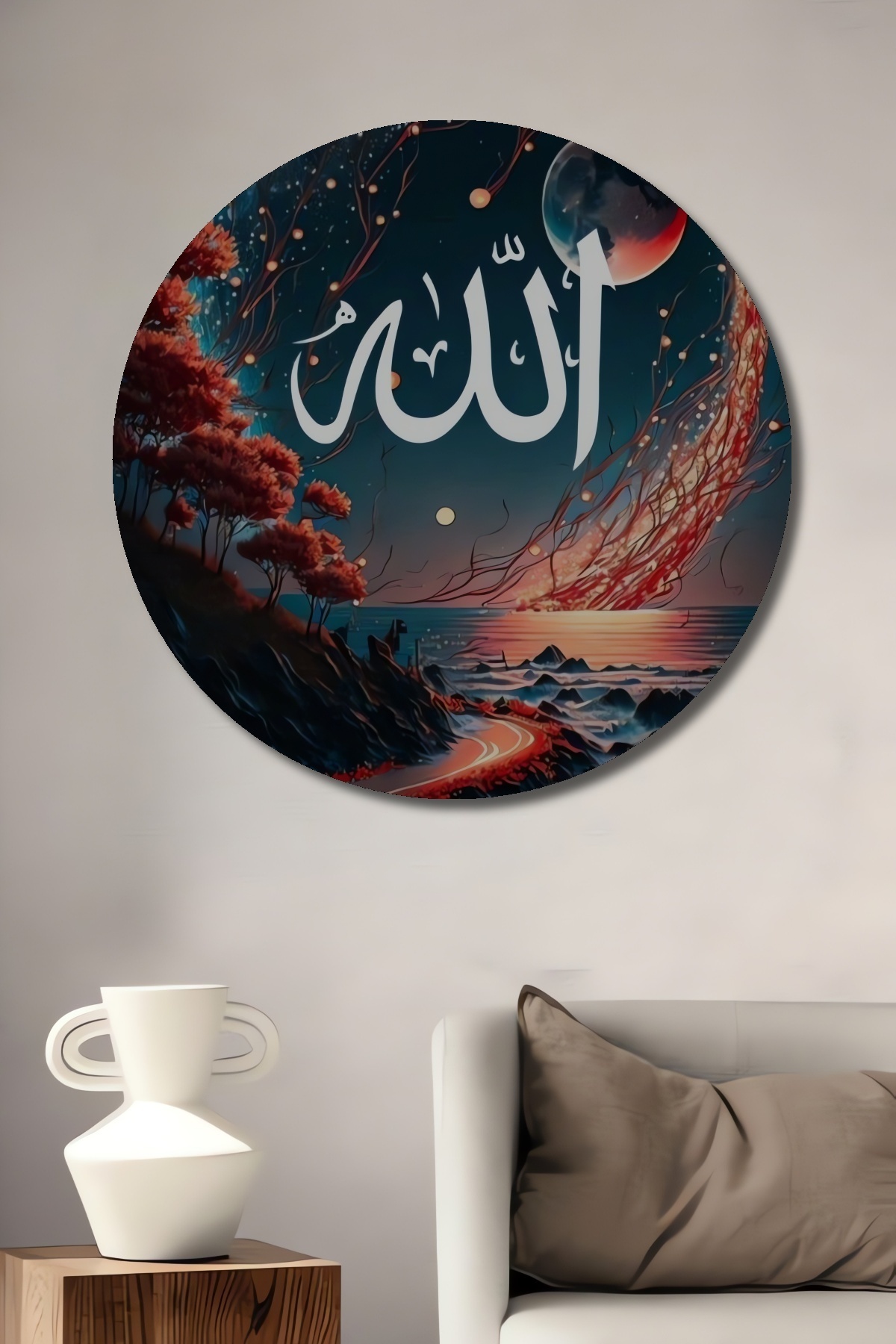 God Written Oil Painting Wooden Decorative Table Round Table