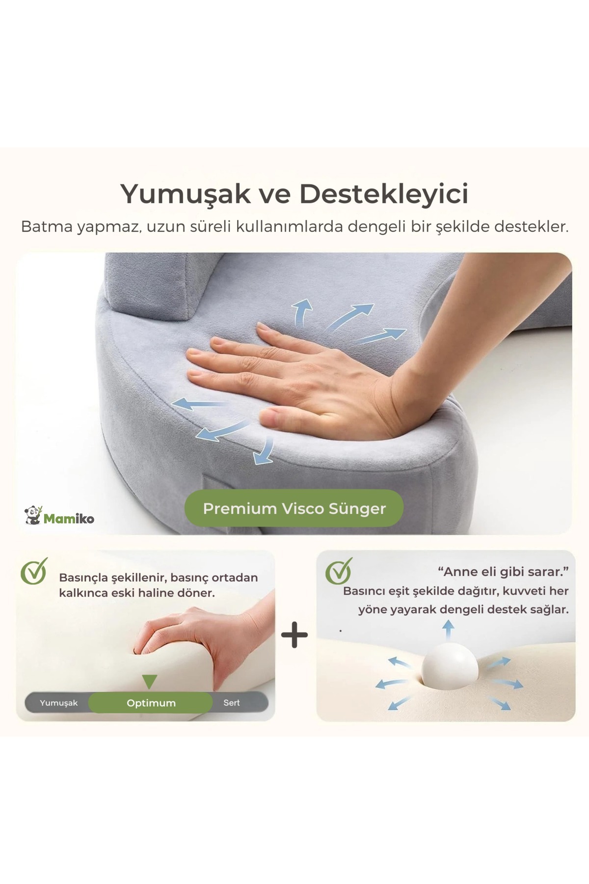 Mamiko Emzirme Yastığı, Visco Yastık, Yıkanabilir Kılıf, Ayarlanabilir Bel Kemeri, Güvenlik Bariyerli fotoğrafı 4 (önizleme)