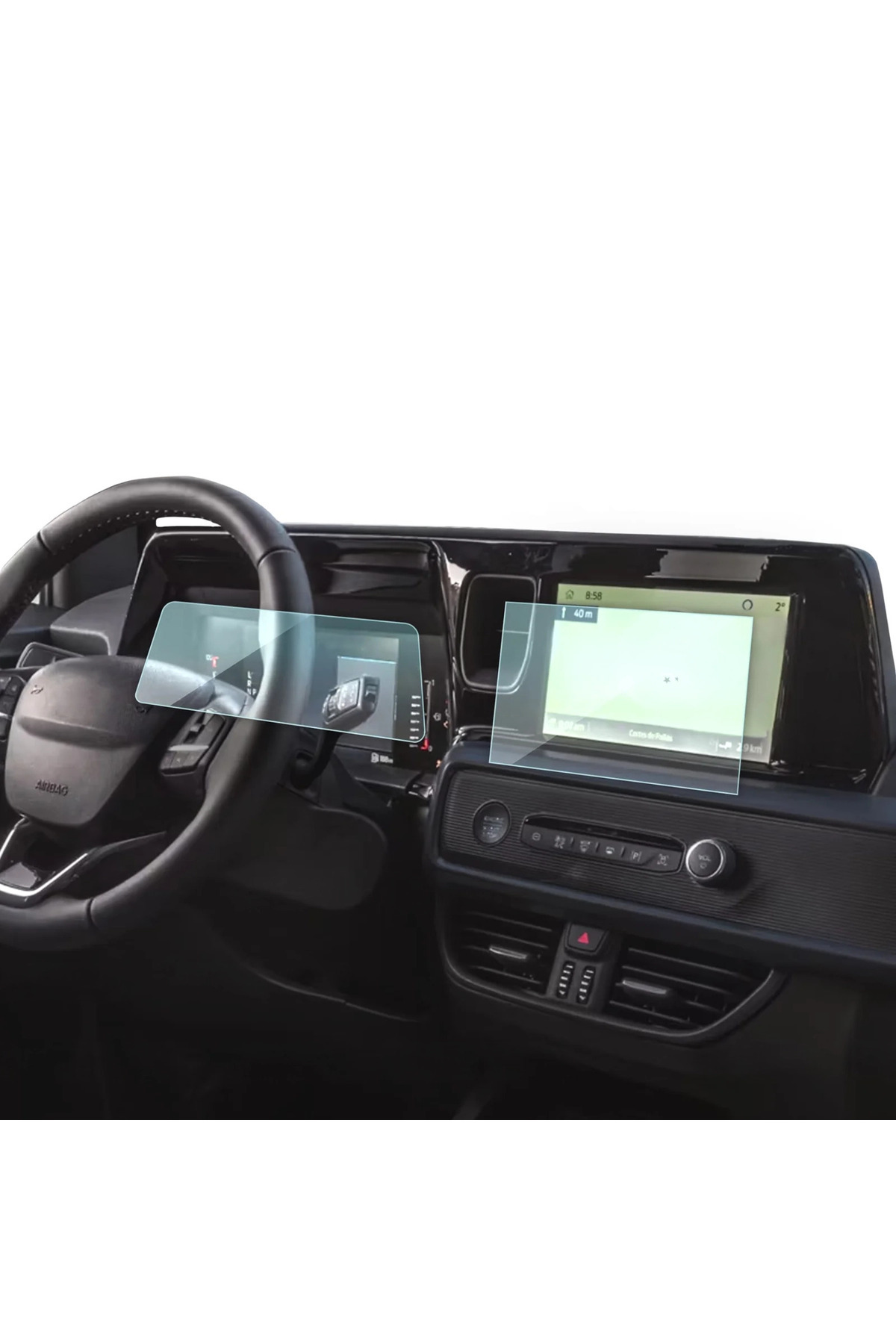 9h nano Ford Tourneo Courier Uyumlu Dijital Gösterge ve Navigasyon Ekran Koruyucu 2’li Set