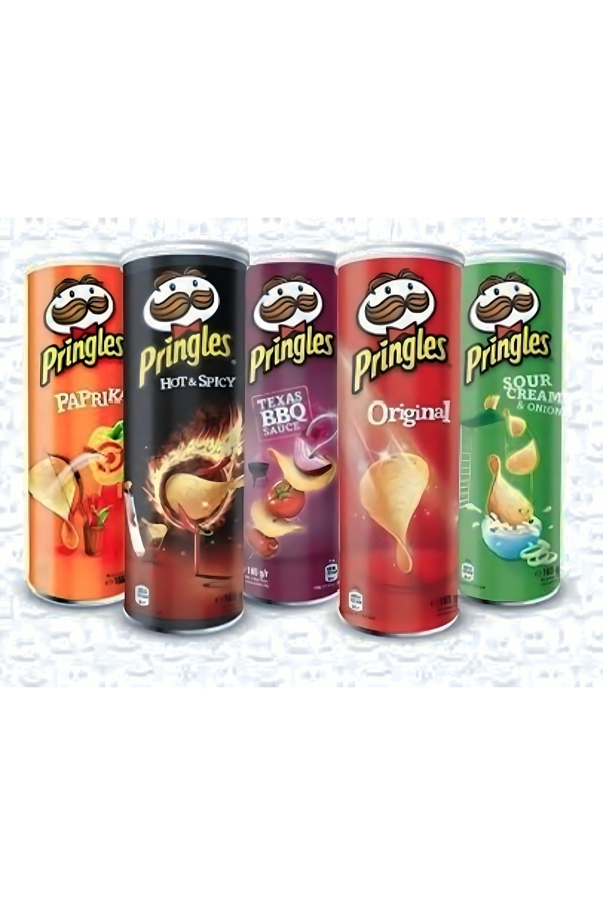 Pringles PRİNGLESEN ÇOK SEVİLEN 5 çeşit (kızmızı ,siyah , turuncu , mor , yeşil )
