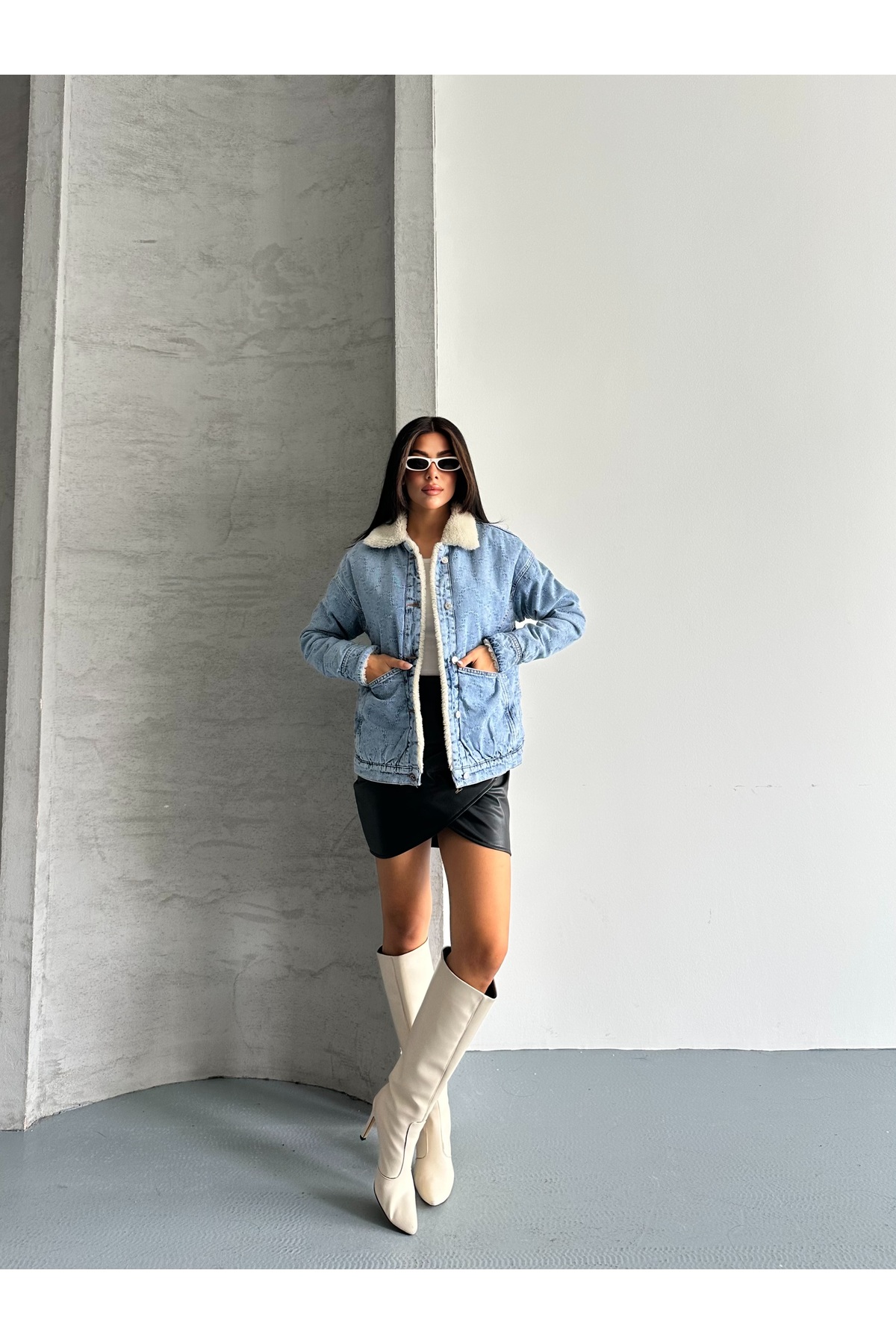 SOLİS MODA  KADIN İÇİ KÜRKLÜ DENİM ÇEKET - Görsel 7