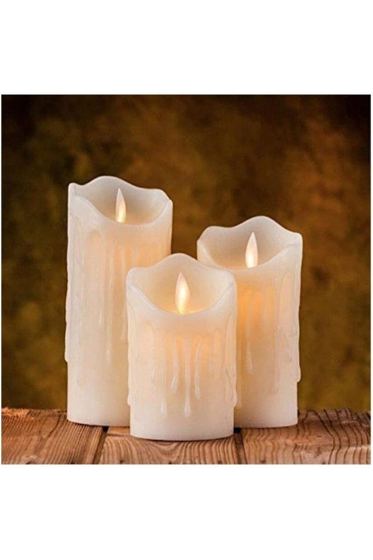 SoyluhanStore Lu Krem Erimiş Görünümlü Led Mum