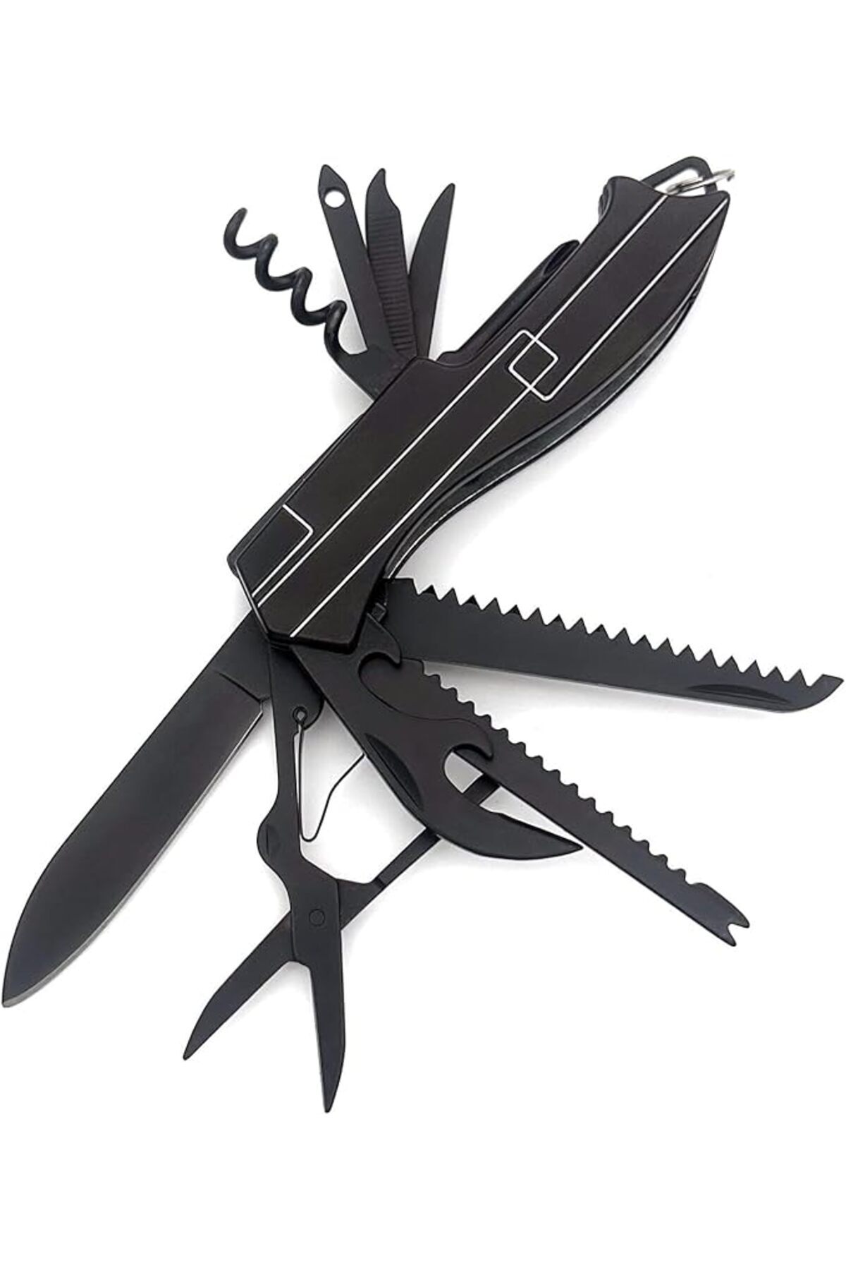 SoyluhanStore 11 Fonksiyonlu Kamp Cep Çakısı Multitool Siyah