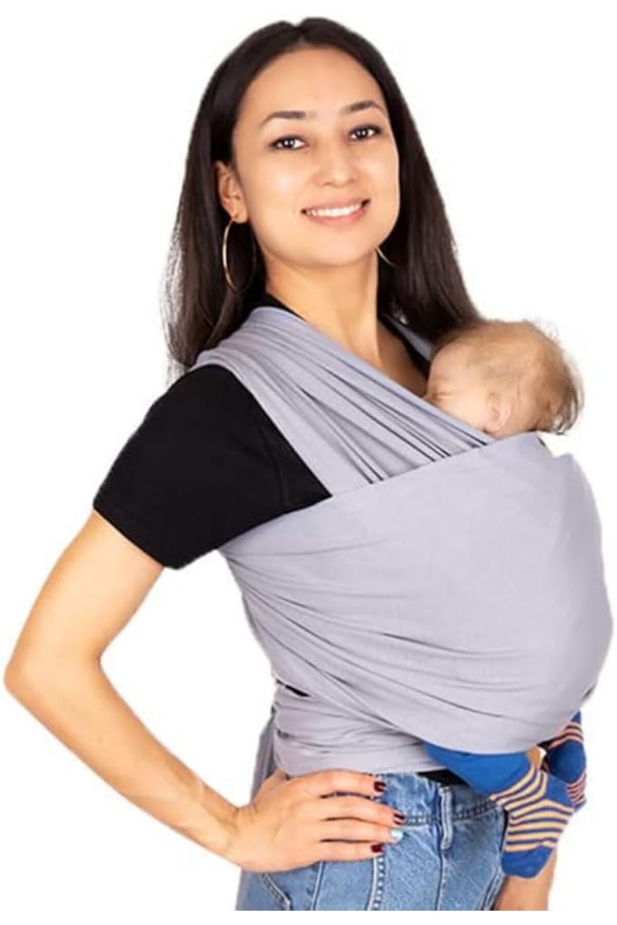 salesalbutik Wrap Sling Bebek Taşıma Şalı (gri)