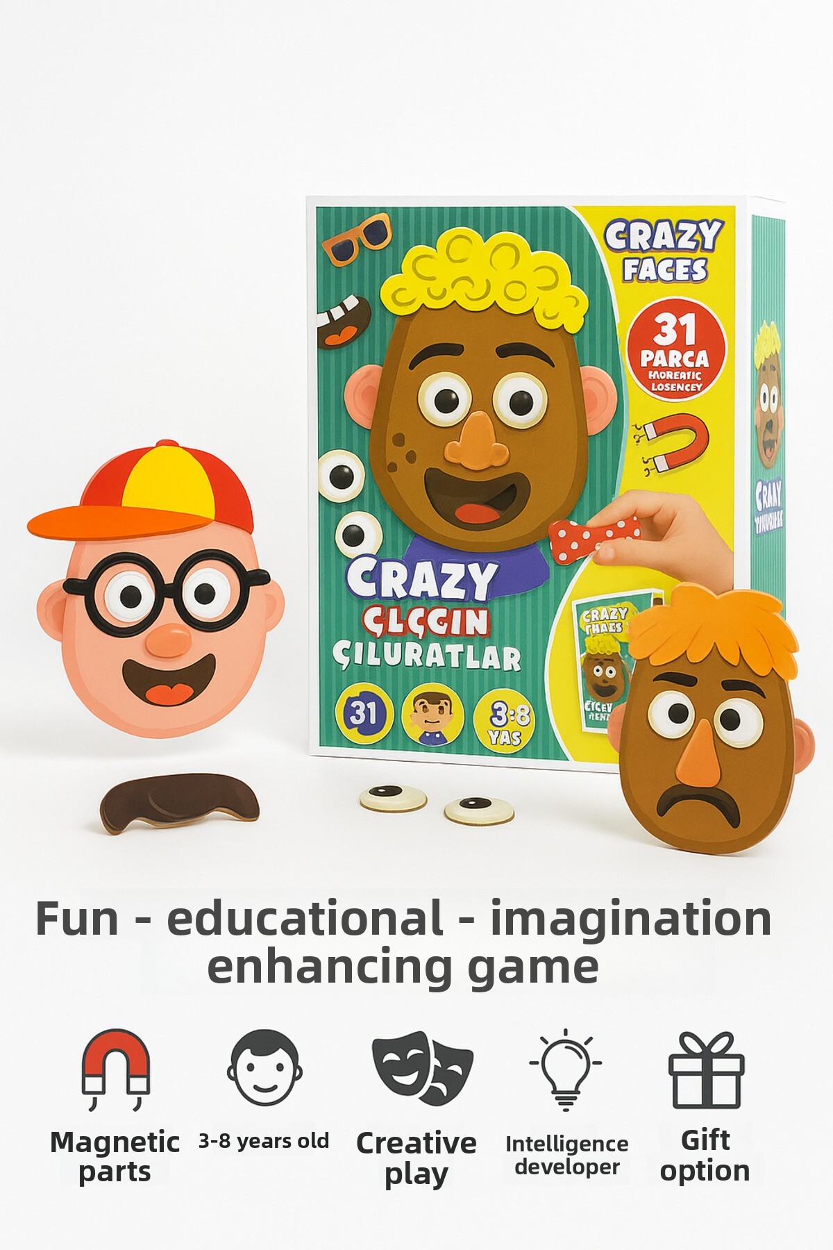 ست بازی آموزشی مغناطیسی صورت‌های عجیب – ۳۱ قطعه؛ فعالیتی برای پرورش خلاقیت