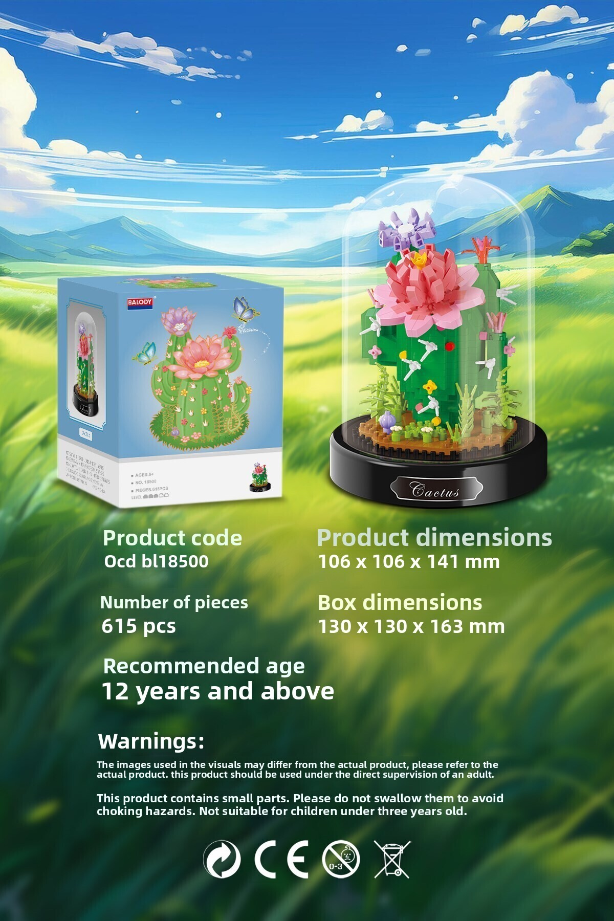 مجموعه گل فانوسلو – ست بلوک ساختمانی کاکتوس – ۶۱۵ تکه