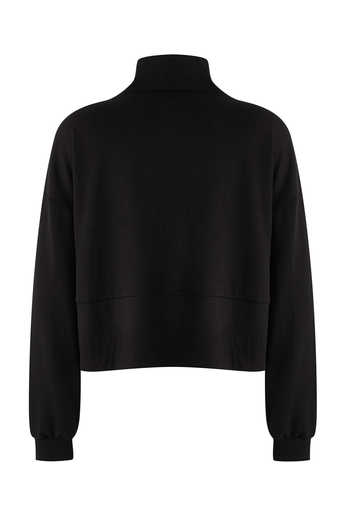 Trendyolmilla  Siyah Fermuarlı Spor Örme Sweatshirt THMAW26SW00005 - Görsel 6