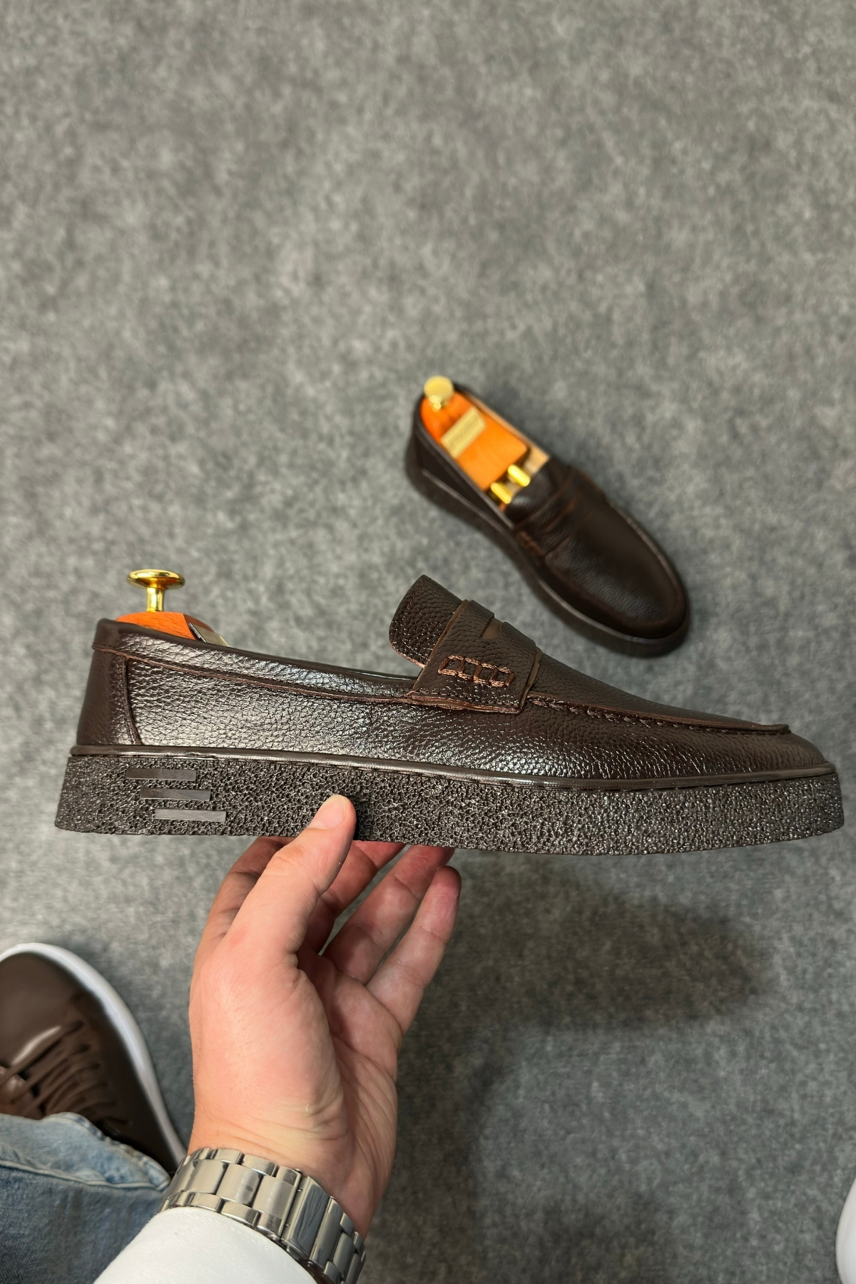 Greyybull Shoes kahve Hakiki Deri Erkek Günlük Ayakkabı, Loafer Ayakkabı, Hafif Ayakkabı görsel 6