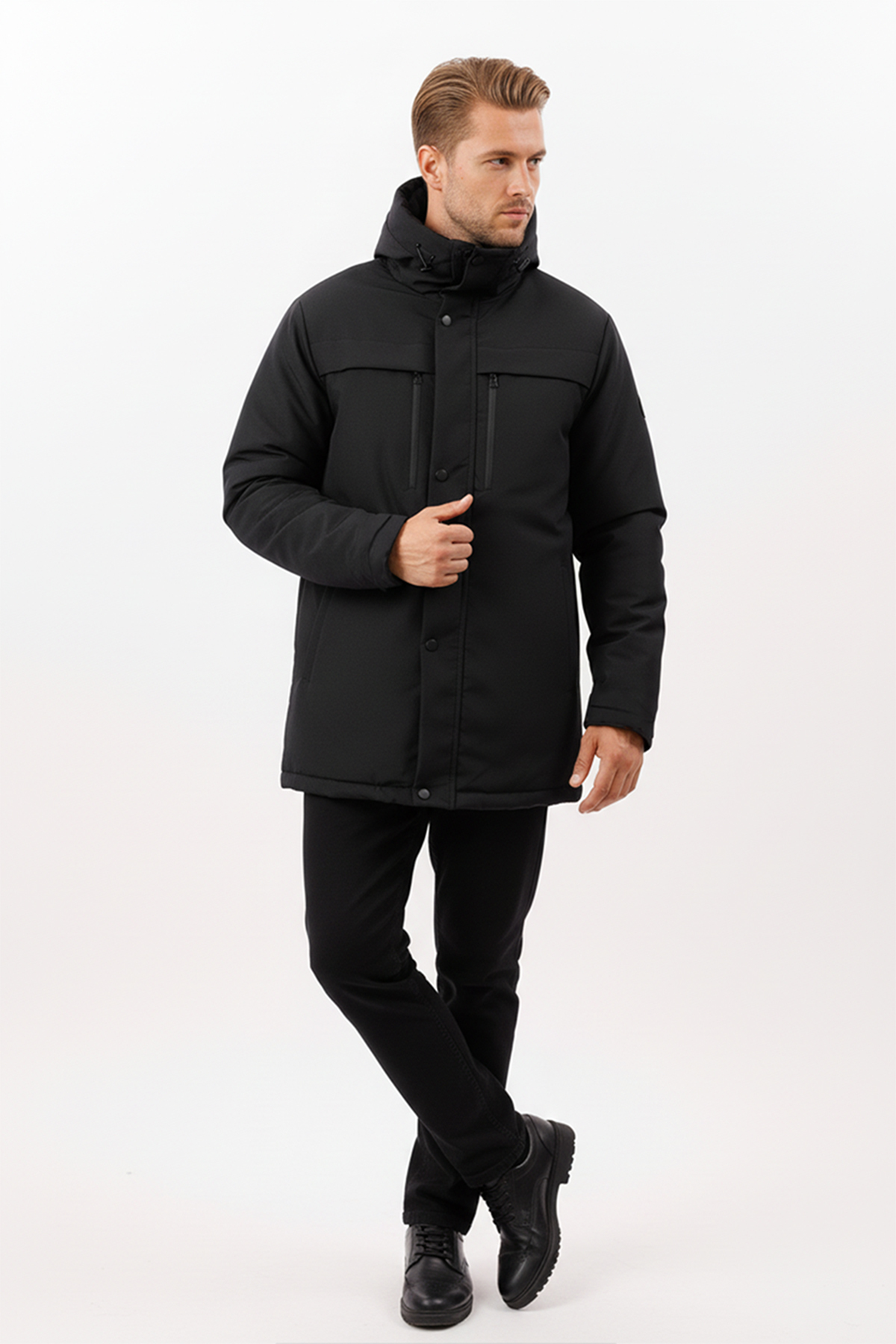 D1fference  Erkek Kışlık Parka Sıcak Tutan Dolgu Kalın İç Astarlı Su İtici Rüzgar Geçirmez Kapüşonlu Parka Mont - Görsel 4
