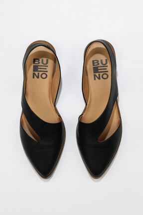 Bueno Shoes Siyah Deri Kadın Düz Sandalet 01ws2311