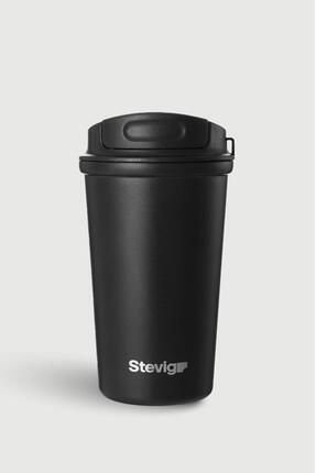 Stevig 4 Work Flip Open Coffee Mug Çelik Termos 400 ML Black ST-250