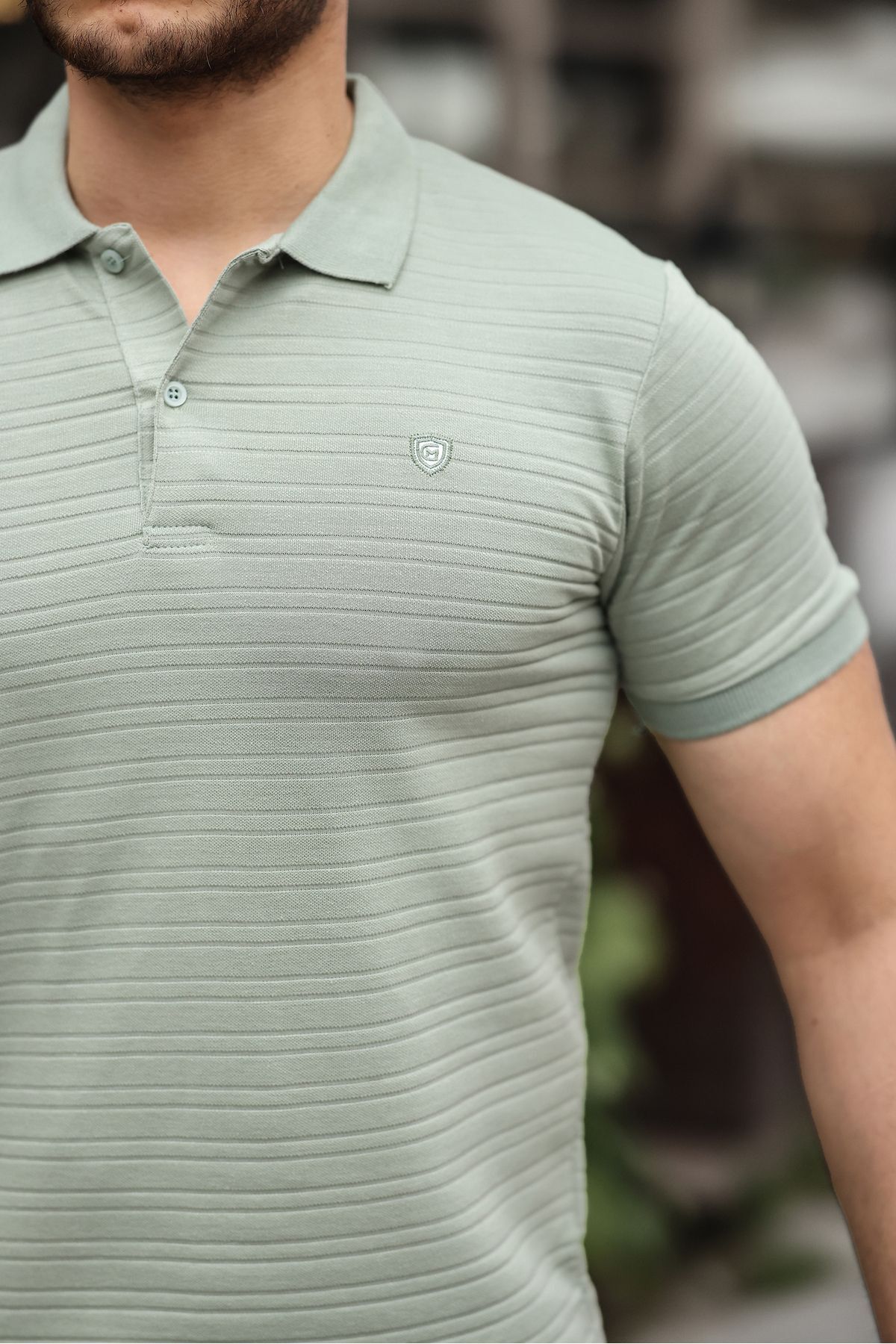 COMBİNE MİCHAİL  Erkek %100 Pamuklu Kumaş Slim Fit Kesim Çağla Polo Yaka T-shirt - Görsel 3