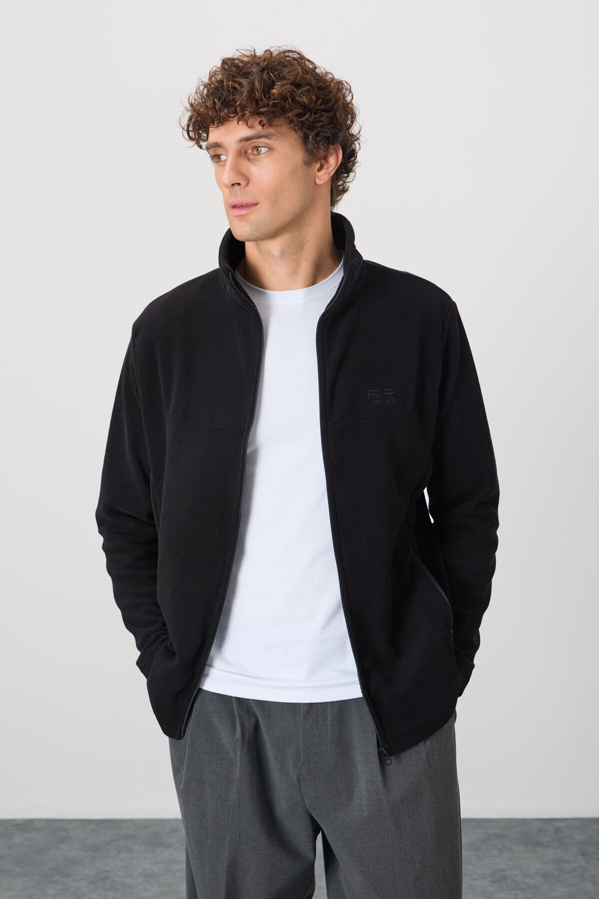 AIR JONES Hardy Siyah Standart Kalıp Polar Erkek Sweatshirt - 88299