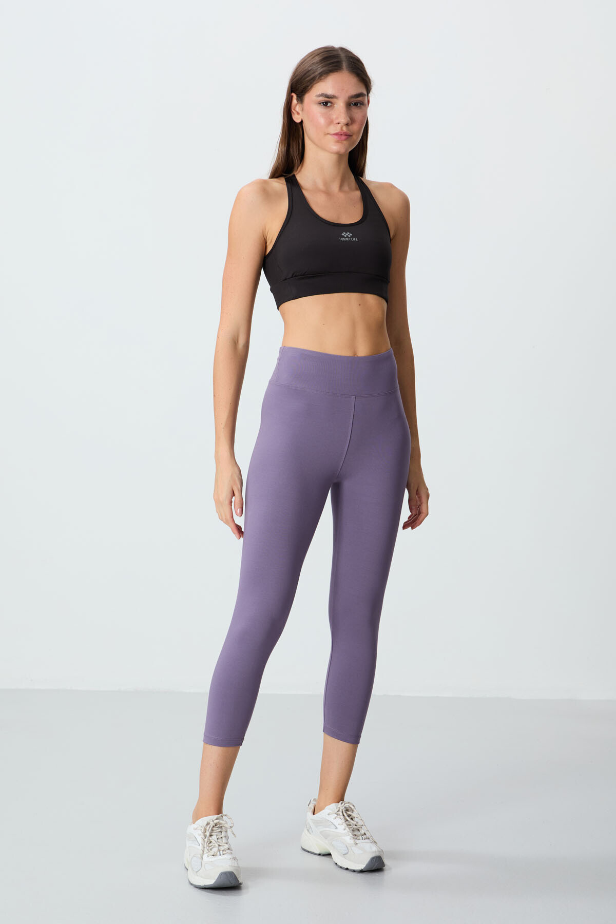 Lilac High Waist Slim Fit Women's Capri Tights - 93097
