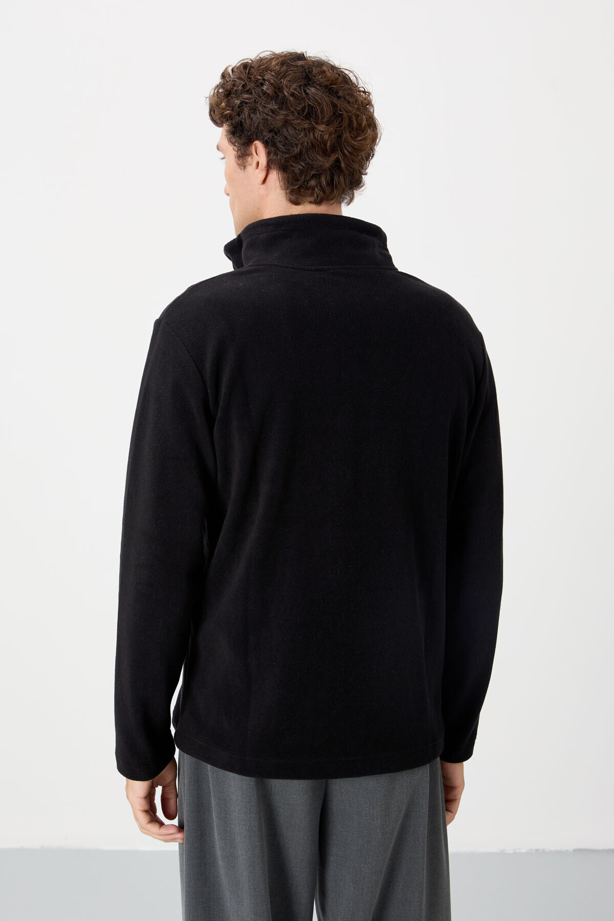 AIR JONES Hardy Siyah Standart Kalıp Polar Erkek Sweatshirt - 88299 görsel 6