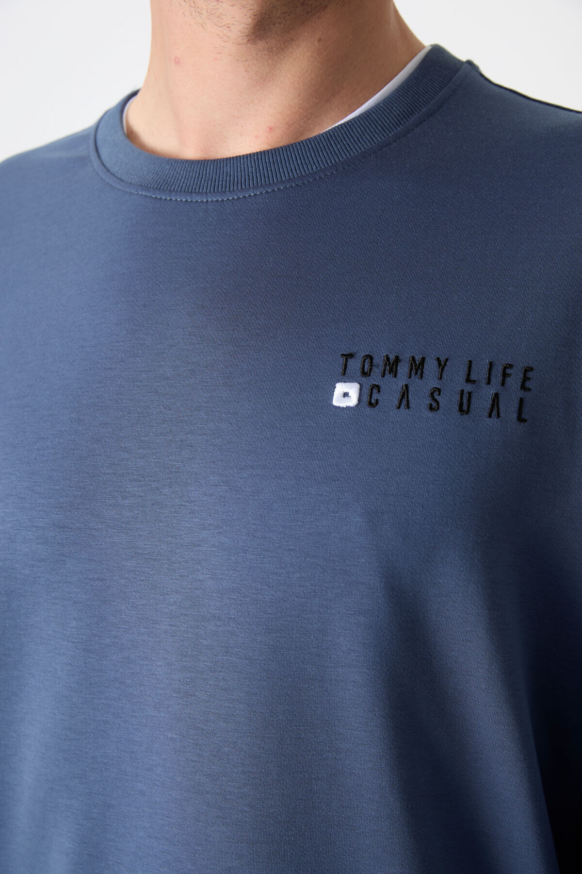 TOMMY LIFE  Petrol Casual O Yaka Lastik Paça Pamuklu Erkek Oversize Eşofman Takımı - 85120 - Görsel 4