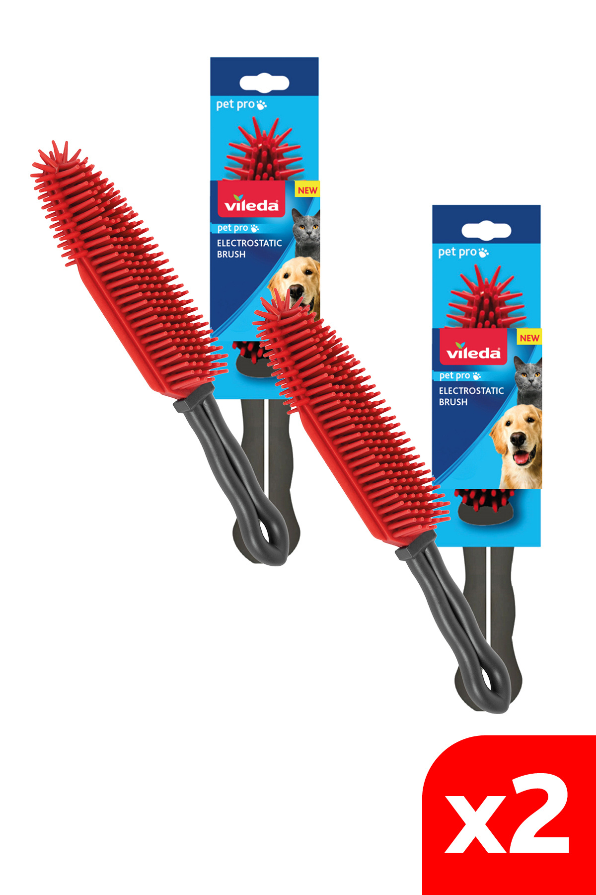 Vileda 2 Paket Pet Pro Elektrostatik Tüy Toplayıcı Fırça, Dar alanlar için ideal, Yıkanabilir, Uzun