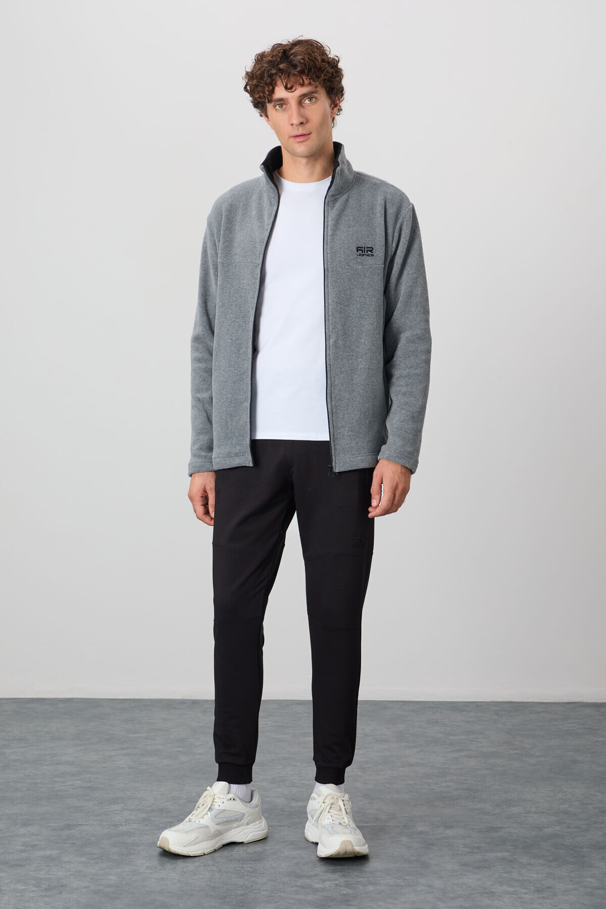 AIR JONES Hardy Gri Melanj Standart Kalıp Polar Erkek Sweatshirt - 88299 görsel 2