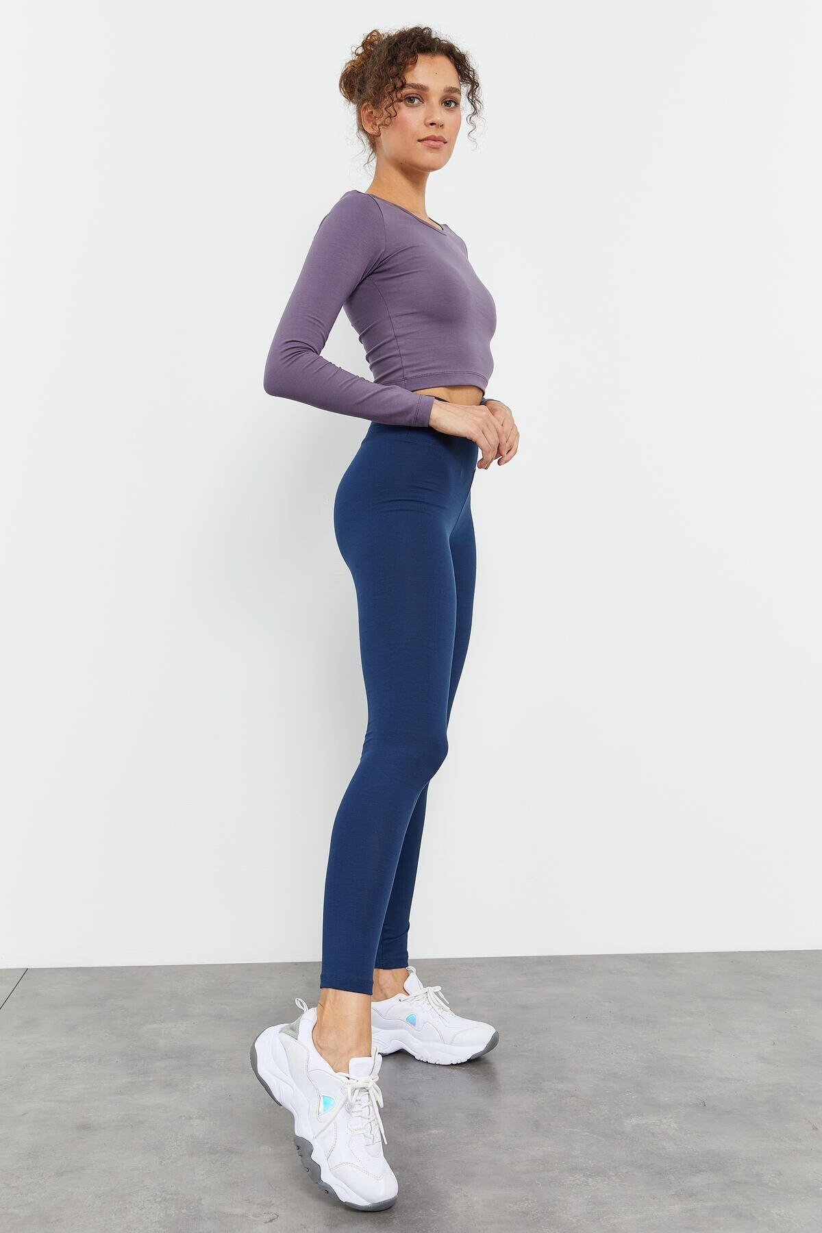 TOMMY LIFE İndigo Yüksek Bel Toparlayıcı Slim Fit Dar Paça Kadın Tayt - 94011 görsel 5