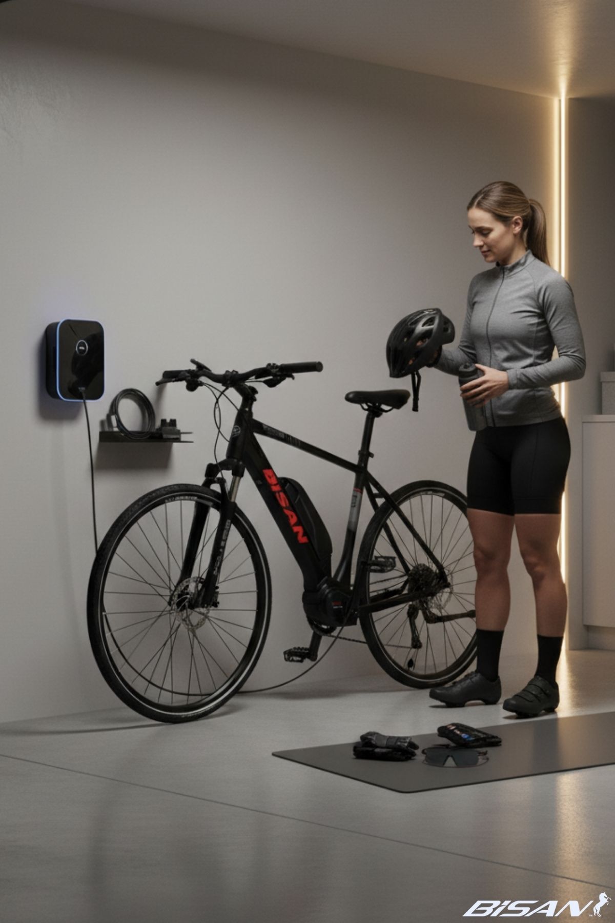 Bisan E-TREKKİNG 700C Jant Elektrikli Bisiklet 50 cm Alüminyum E-Bike Disk Fren 10 Vites - Mat Siyah