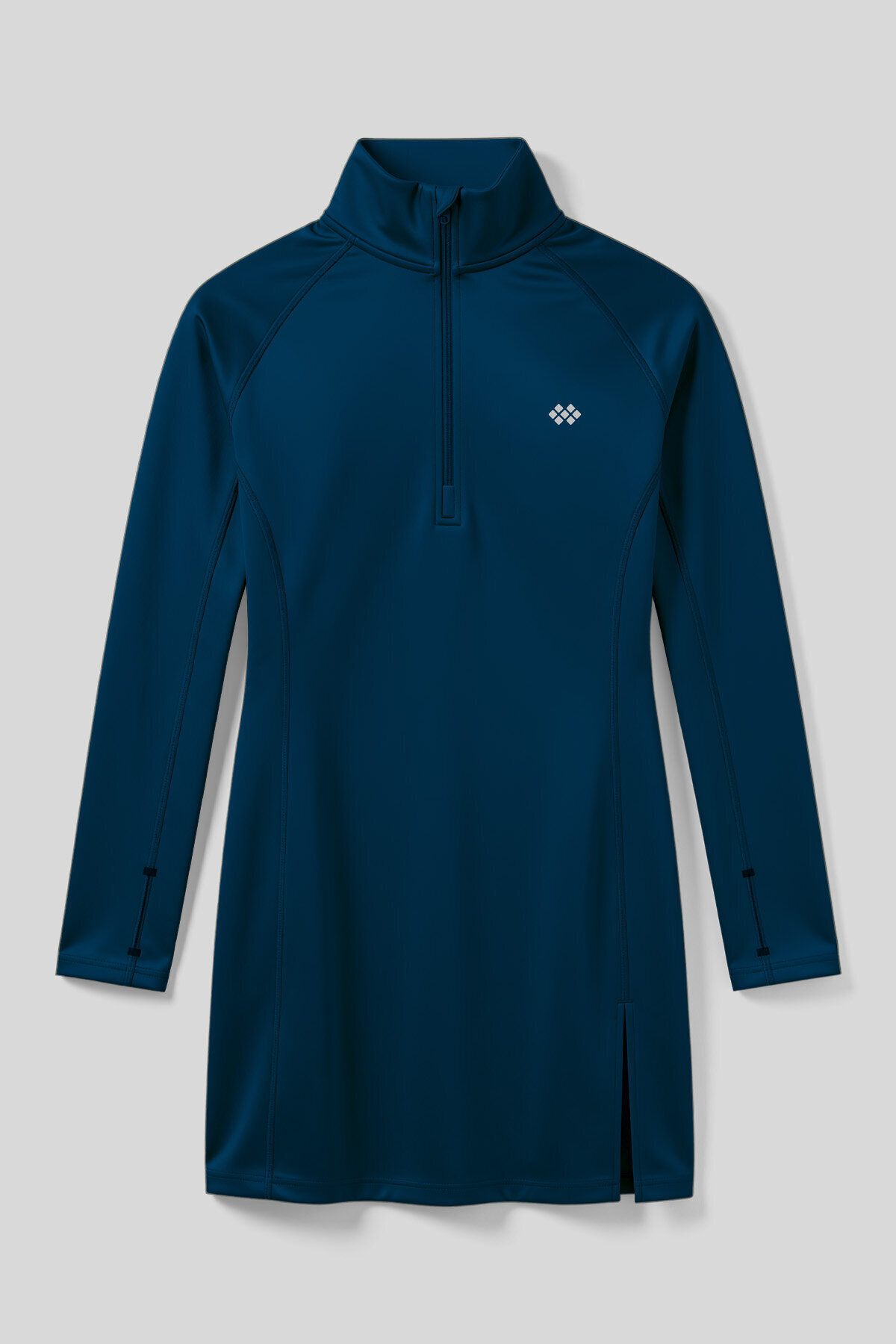 TOMMY LIFE İndigo Yarım Fermuarlı Dik Yaka Standart Kalıp Kadın Sporcu Tunik - 97309