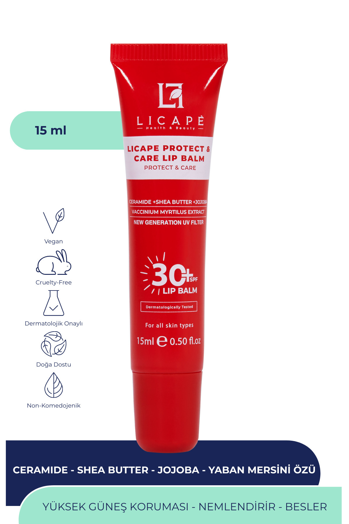 Licape SPF 30 Koruyucu ve Nemlendirici Dudak Balmı | Renksiz