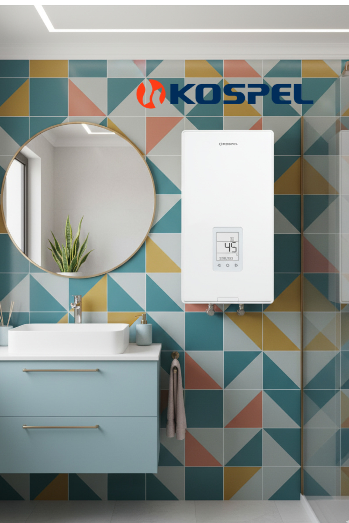 KOSPEL PPE4-M Wi‑Fi Trifaze Ani Su Isıtıcı 17–24 kW 30–60 °C Dijital Kontrol, IP25, A Enerji