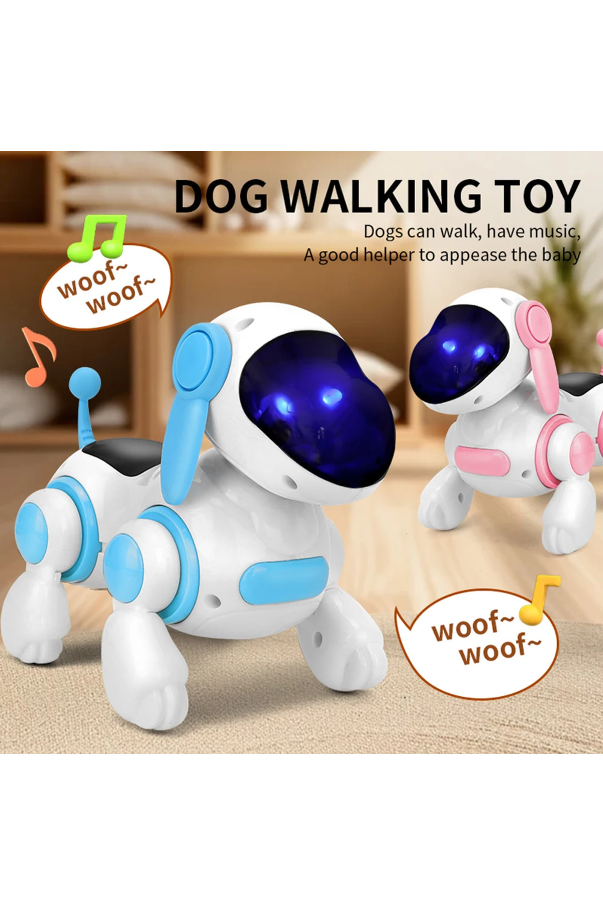 Choice1 Blue Smart Interactive Robotic Dog,Simulated Walking, Light, Sound, Music, Children's Educational Cr