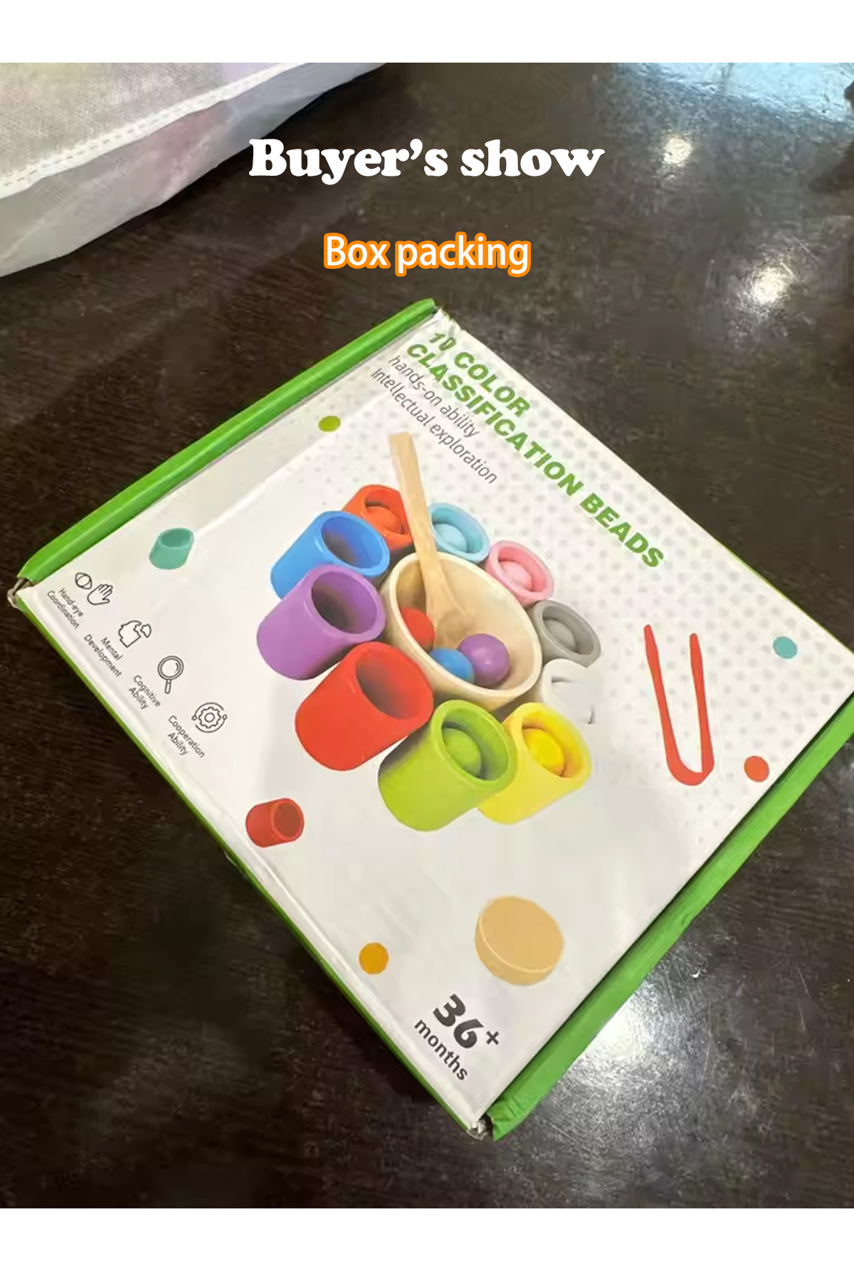 همان‌طور که نشان داده شده است، اسباب‌بازی چوبی مونته‌سوری: بازی تطبیق و مرتب‌سازی فنجان‌های رنگی برای آموزش شناخت، مناسب آموزش اوایل کودکی L