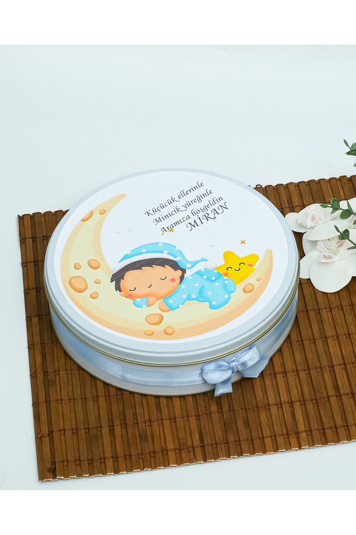 Angel Gift Chocolate 100 Adet Ayda Uyuyan Erkek Bebek Hediyelik Hoşgeldin Doğum Çikolatası fotoğrafı 5 (önizleme)