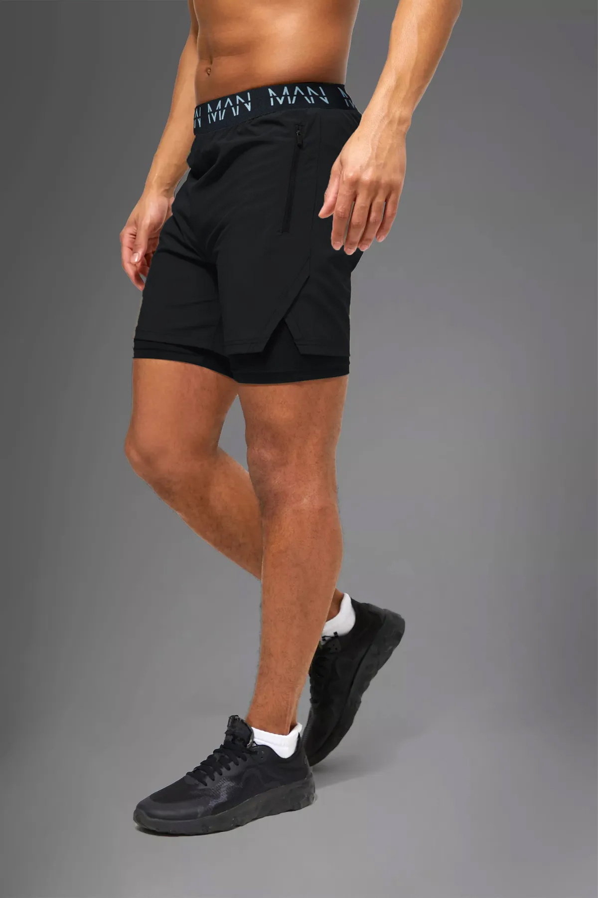 Man Of Man Siyah Unisex Gym Ve Fitness Fitness Astarlı Taytlı Şort