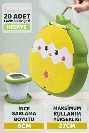 Guqqo Lazımlık Taşınabilir 6 Kademeli Çocuk Seyahat Tuvaleti Yükseklik Ayarlı...