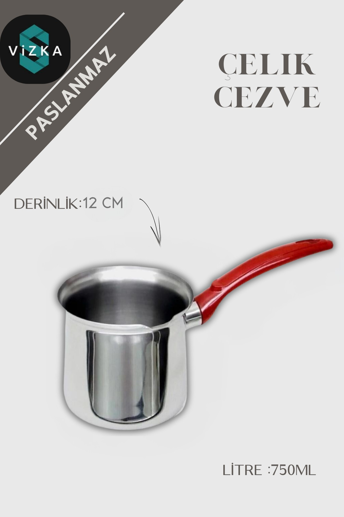 ViZKA Paslanmaz Çelik Cezve 750ml