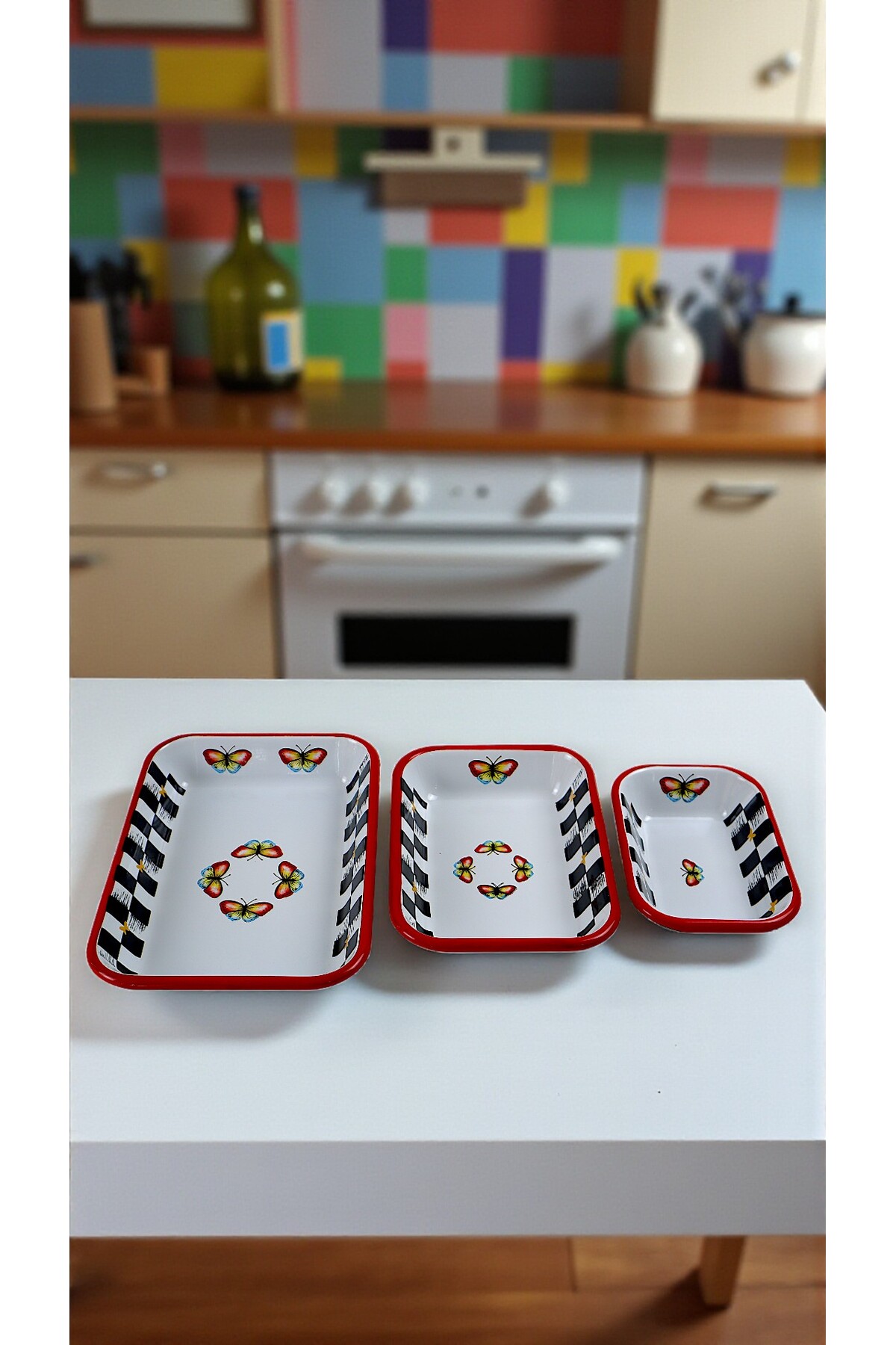 28-22-13 No Enamel Rectangular Plate Appetizer Camping Picnic for Breakfast