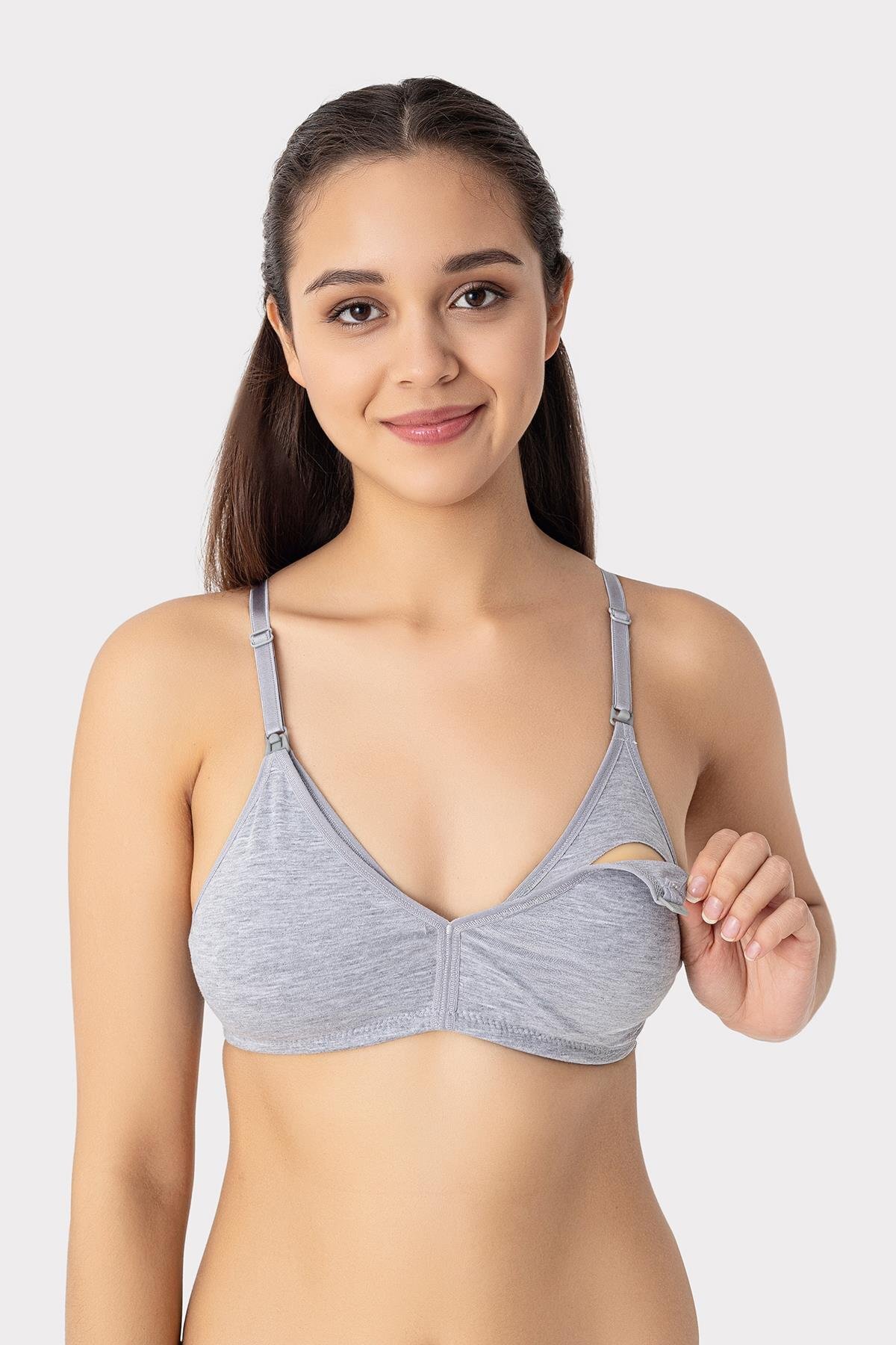 Arma Yıldız 3 Adet Siyah Beyaz Gri Kadın Pamuklu Emzirme Sütyeni Balensiz Esnek Yumuşak Kumaş fotoğrafı 2 (önizleme)