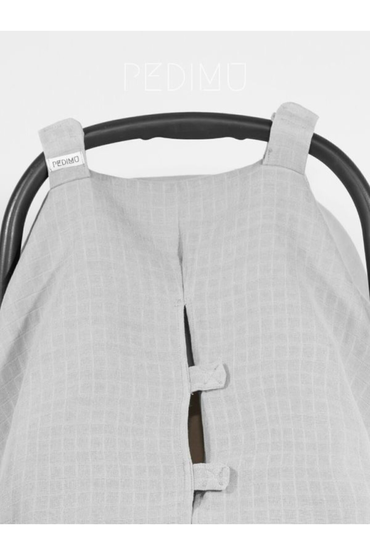 Pedimu Müslin Gri Renk Cırtlı Müslin Puset Örtüsü %100 Cotton fotoğrafı 7 (önizleme)