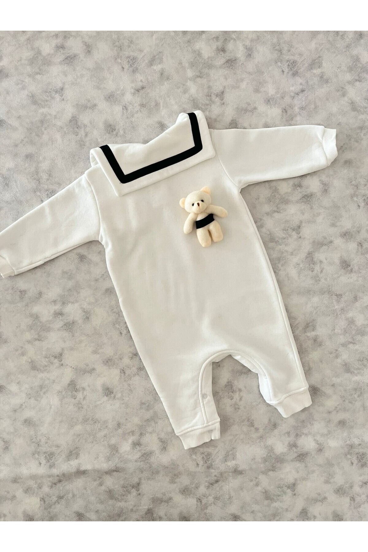 MBK GARDEN Şık Bebek Tulum – Denizci Yaka Ayıcıklı, Geniş Kalıp – MBK GARDEN 3-12 Ay fotoğrafı 3 (önizleme)