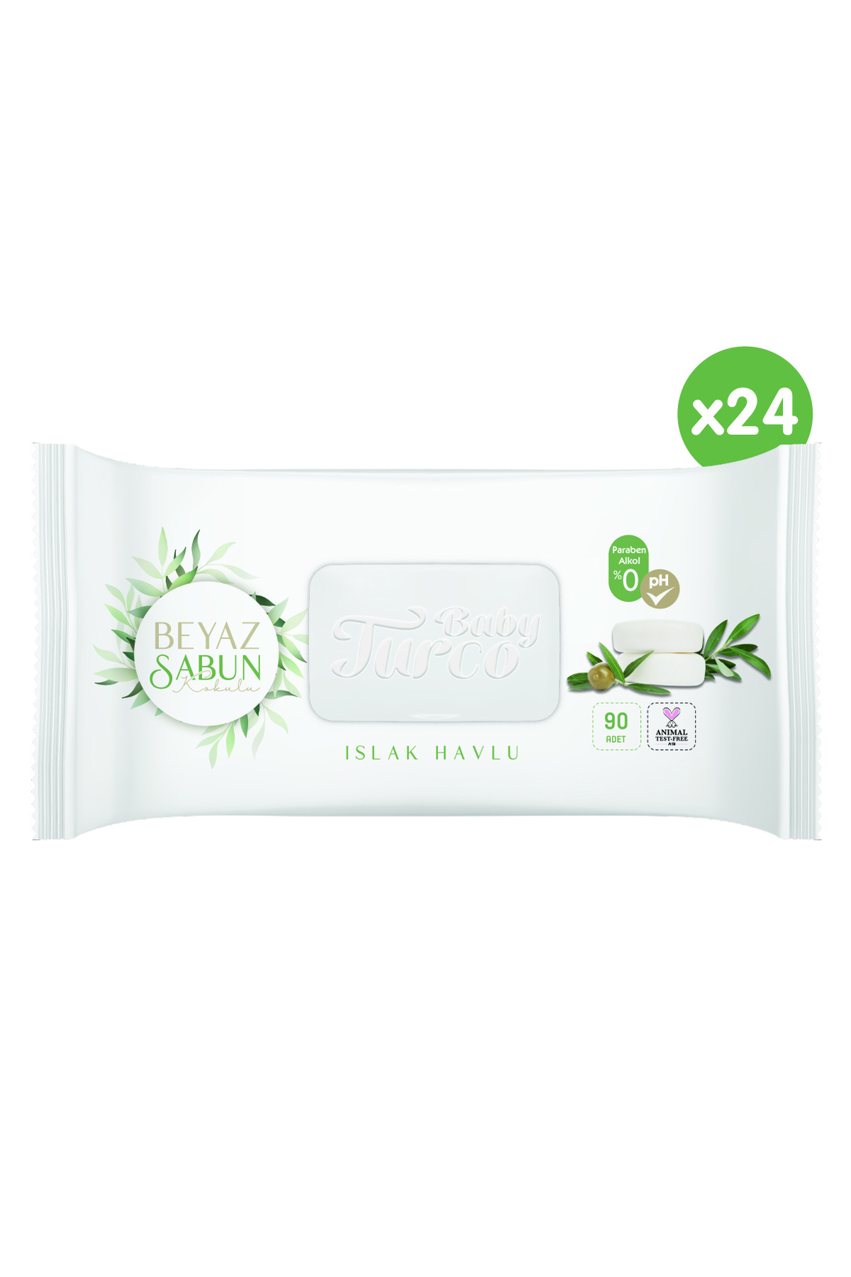 Baby Turco Beyaz Sabun Kokulu Islak Havlu 24x90 fotoğrafı 2 (önizleme)