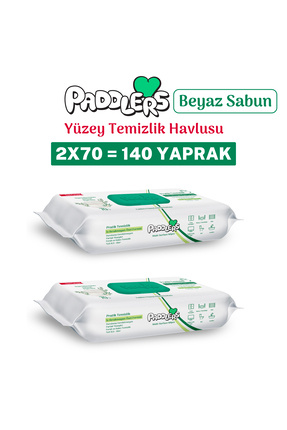Paddlers Easy Clean Beyaz Sabun Katkılı Yüzey temizlik Havlusu 2x70 (140 Yaprak)