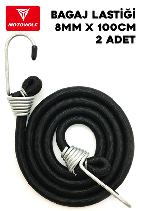 TIGERLOCK Bagaj Lastiği Kancalı Lastik Siyah 8mmx100cm 2 Adet