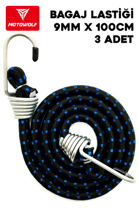 TIGERLOCK Bagaj Lastiği Kancalı Lastik Mavi Desenli 9mmx100cm 3 Adet