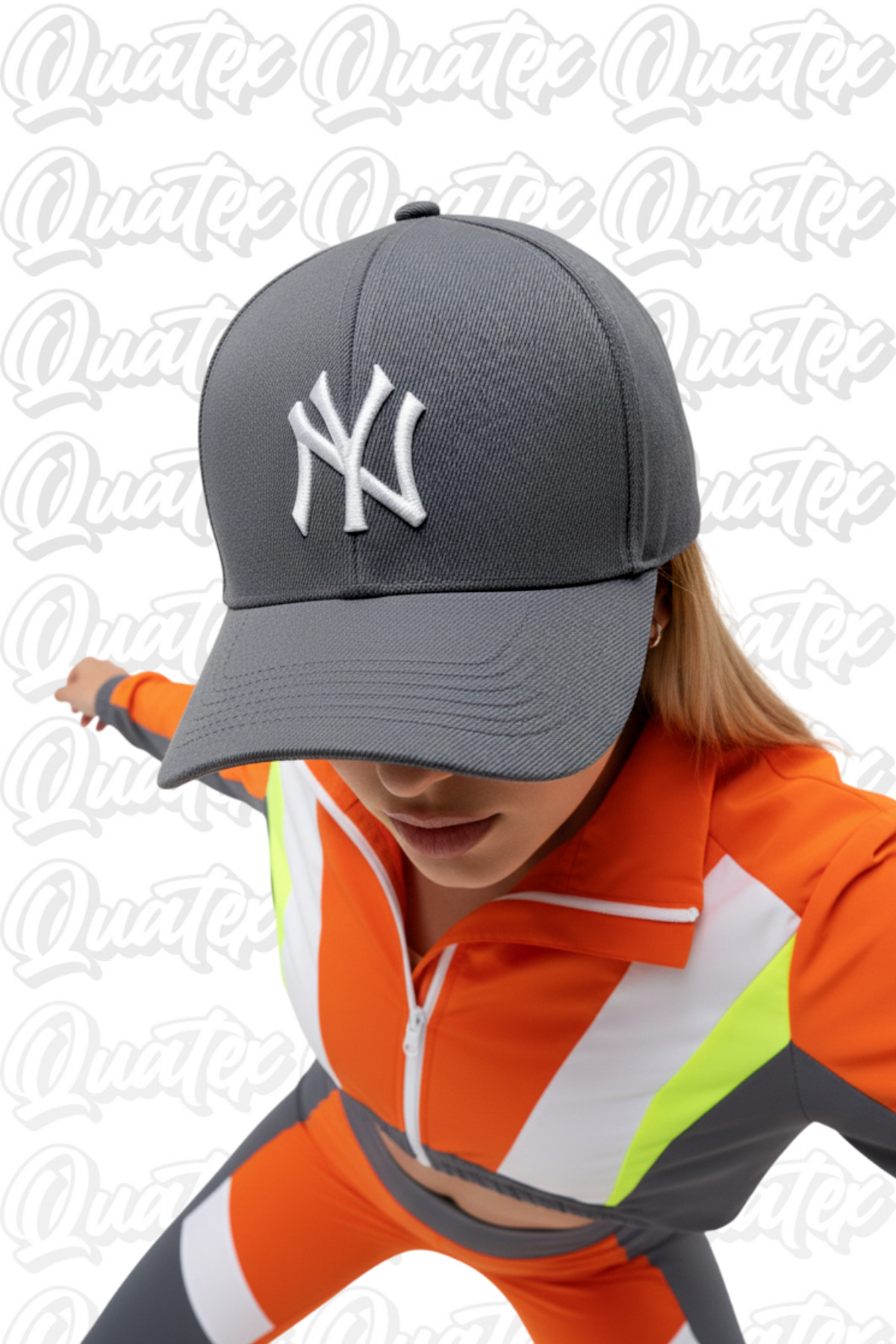 QUATEX  Ny New York Nakışlı Şapka – Gri %100 Pamuk Gabardin Unisex Model - Görsel 3