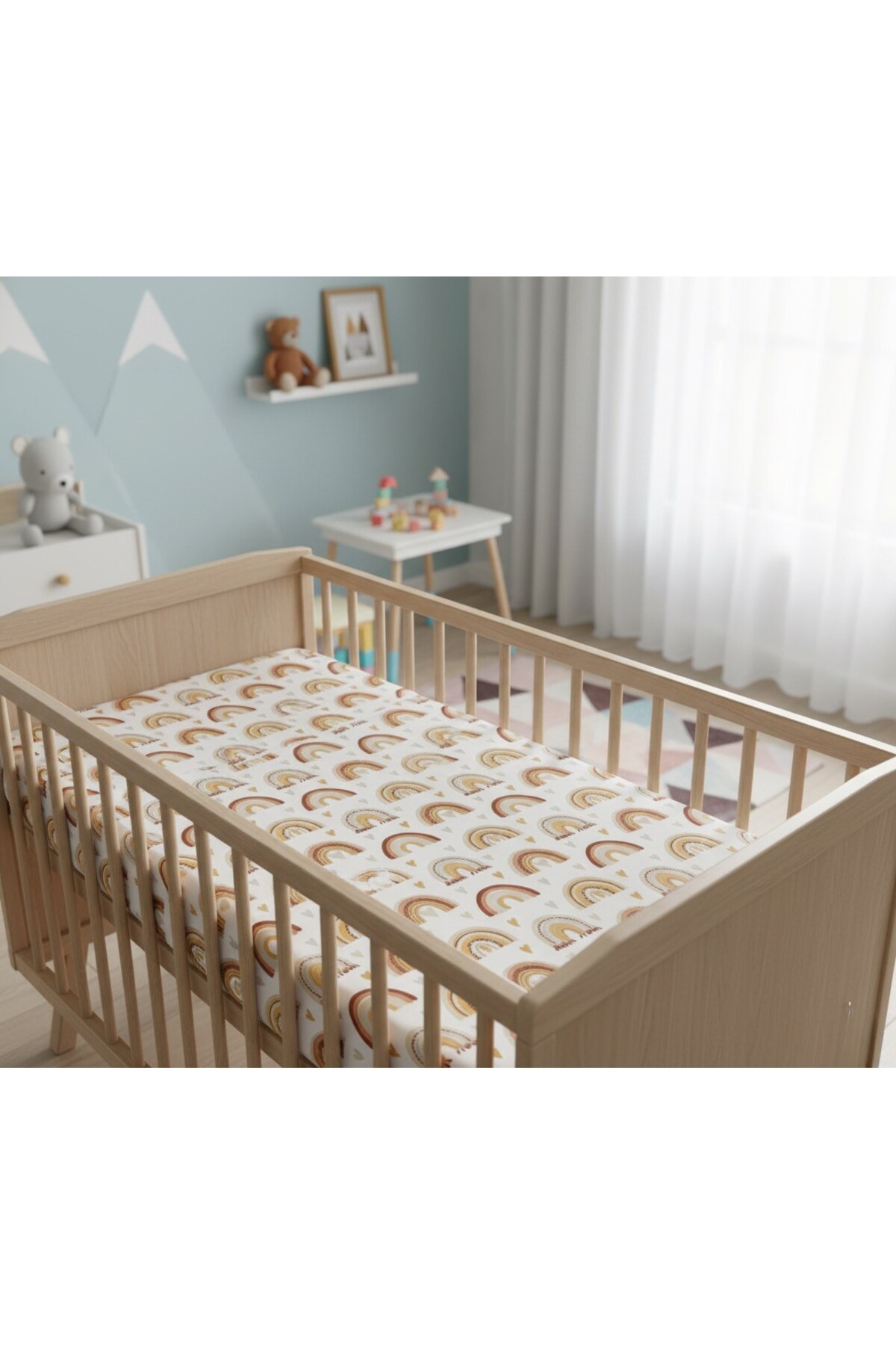 ENHA BABY %100 Pamuk Ranforce Kumaş Lastikli Bebek Çarşafı,beşik Ve Park Yatak Çarşafı(70X110X5)(60X120X10) fotoğrafı 4 (önizleme)