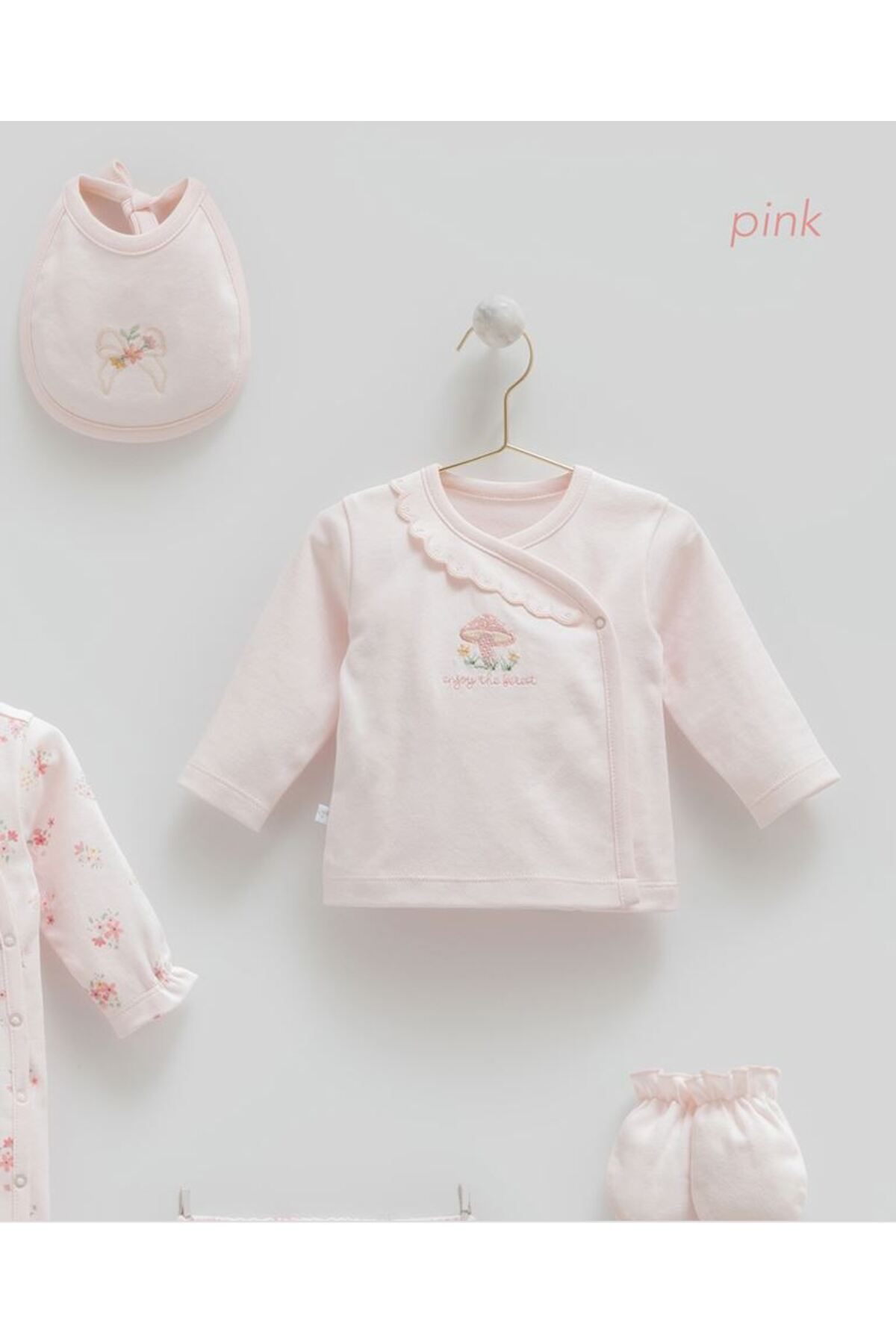 Caramell İncibaby % 100 Pamuk Flower 10'lu Kız Bebek Hastane Çıkış Seti New Season fotoğrafı 3 (önizleme)